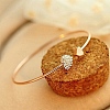 Double Heart Alloy Rhinestone Cuff Bangles for Women WGD430F-01-2