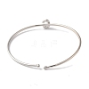 Rack Plating Brass Micro Pave Clear Cubic Zirconia Letter Open Cuff Bangles BJEW-A018-01P-C-3