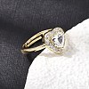 Brass Micro Pave Clear Cubic Zirconia Cuff Open Rings CU-CBA5C10-01G-2