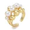 Round Rack Plating Brass Cuff Finger Rings for Women RJEW-C114-08G-1