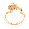 Tropical Leaf Shape Brass Micro Pave Clear Cubic Zirconia Cup Peg Ring Settings KK-T076-12G-3