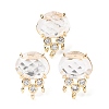 Brass Micro Pave Cubic Zirconia Stud Earring Findings with Natural Quartz Crystal KK-Z096-05G-08-1