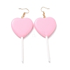 Heart-shape Lollipop Dangle Earrings for Women EJEW-Z015-04B-1