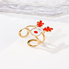 304 Stainless Steel with Enamel Cuff Rings for Women LS-RJEW-Z116-01G-04-1