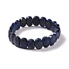 Natural Lapis Lazuli Oval Beaded Stretch Bracelet G-E010-01Q-1