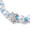 ABS Plastic Imitation Pearl Beads Braided Bead Bracelets for Women BJEW-JB13064-4