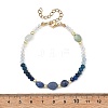 Dyed Natural Malaysia Jade & Dyed & Heated Blue Aventurine & Amazonite Nuggets & Rondelle Beaded Bracelets for Women BJEW-JB14090-01-4