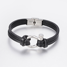 Men's Leather Cord Multi-strand Bracelets BJEW-P198-12