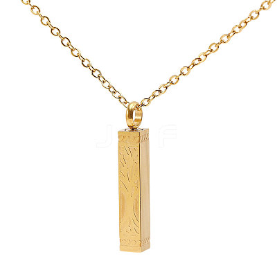 304 Stainless Steel Rectangle with Tree of Life Pendant Urn Ashes Necklaces NJEW-WH0036-030G-1