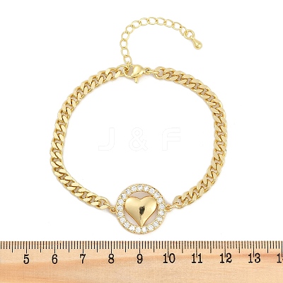 Brass Micro Pave Clear Cubic Zirconia Link Bracelets BJEW-M050-03G-02-1