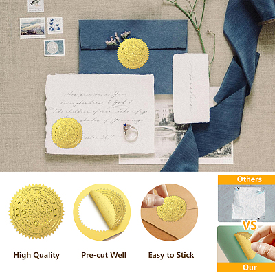 Plastic Self Adhesive Gold Foil Embossed Stickers DIY-WH0211-411-1