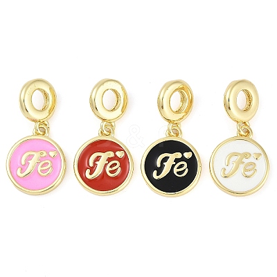 Rack Plating Brass Enamel European Dangle Charms KK-P287-50G-1