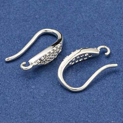 Brass Micro Pave Clear Cubic Zirconia Earring Hooks KK-R149-21S-1