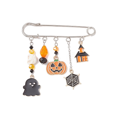 3Pcs 3 Colors Halloween Enamel Brooch Pins JEWB-TA00020-1