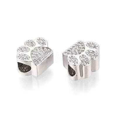 Brass Micro Pave Cubic Zirconia European Beads LS-ZIRC-T002-101-1