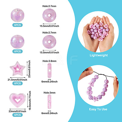 24Pcs 4 Styles Acrylic Beads Sets OACR-TA0002-84B-1