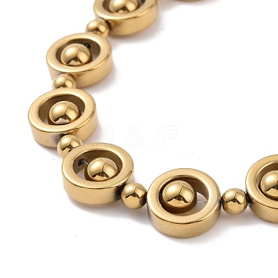 Synthetic Hematite & Brass Column Beaded Necklace with Magnetic Clasps NJEW-G047-01C-1