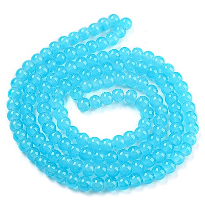 Baking Paint Imitation Jade Glass Round Bead Strands X-DGLA-Q021-6mm-06-1
