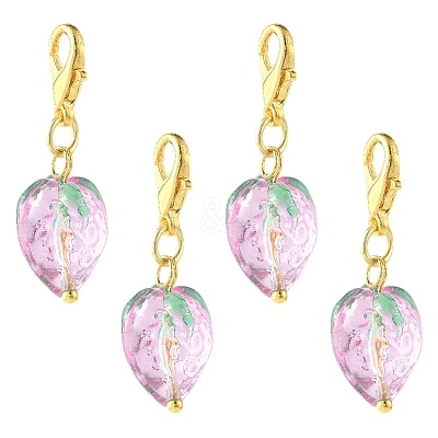 4Pcs Handmade Lampwork Strawberry Pendant Decorations HJEW-FS00041-03-1