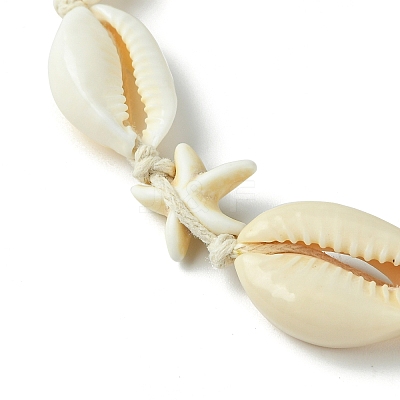 Natural Shell & Synthetic Turquoise Starfish Braided Bead Bracelets BJEW-JB10081-1