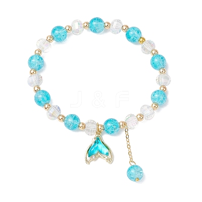 4Pcs Brass Glass Beads Stretch Bracelets BJEW-JB11769-01-1