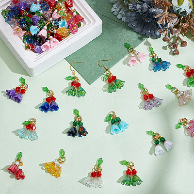 128Pcs 16 Colors Glass Pearl & Acrylic Pendants PALLOY-AR00018-1