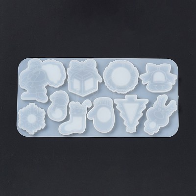 Christmas Theme DIY Tree/Santa Claus/Snowman Quicksand Silicone Molds DIY-E065-03-1
