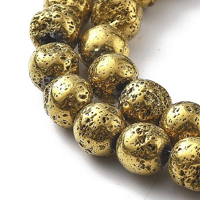 Electroplated Natural Lava Rock Beads Strands G-A251-B01-01D-1