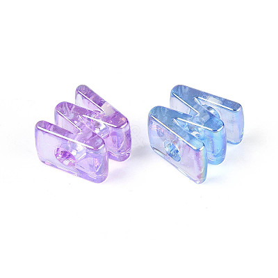UV Plating Transparent Acrylic European Beads OACR-M027-02W-1