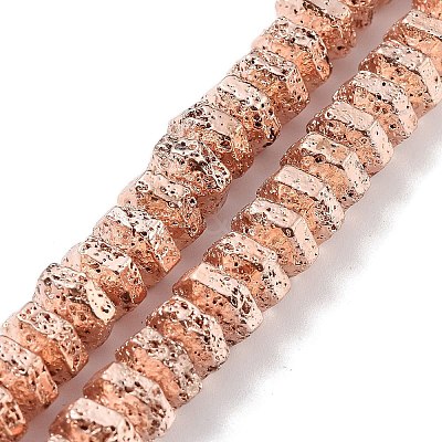 Electroplated Natural Lava Rock Beads Strands G-H303-A03-RG-1