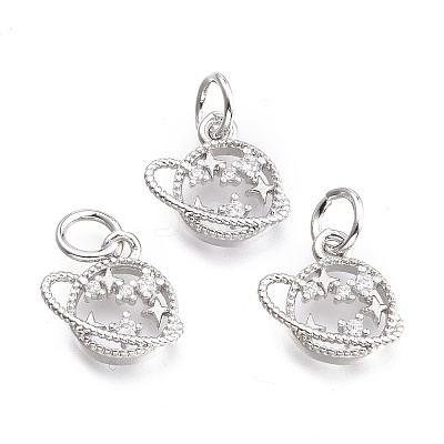 Brass Micro Pave Cubic Zirconia Pendants X-KK-P187-06P-1