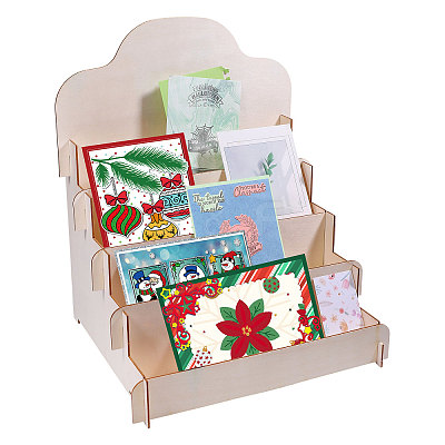 4-Tier Wood Display Riser Stands for Greeting Cards ODIS-GL0001-10-1