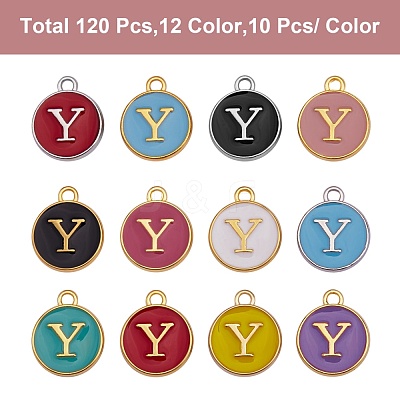 120Pcs 12 Colors Golden Plated Alloy Charms ENAM-SZ0001-64Y-1