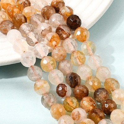 Natural Yellow Hematoid Quartz Beads Strands G-I003-8mm-04-1