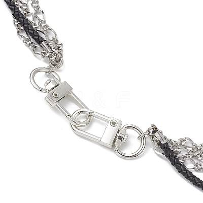 Summer 304 Stainless Steel Figaro Chain & Braided Leather Cord Chain Belts NJEW-C00034-1