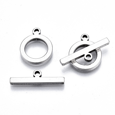 Tarnish Resistant 201 Stainless Steel Toggle Clasps X-STAS-Q241-008P-NF-1
