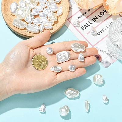 50Pcs 10 Styles ABS Plastic Imitation Pearl Beads KY-YW0002-30-1