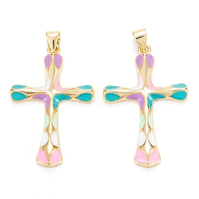 Brass Enamel Pendants KK-M220-06G-1