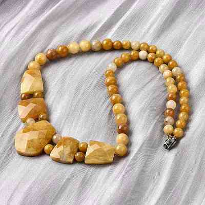 Natural Topaz Jade Faceted Bib Graduated Beaded Necklaces for Women NJEW-B128-01G-1