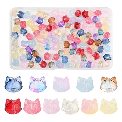 120Pcs 11 Colors Transparent Spray Paint Glass Beads GLAA-FS0002-12A-1