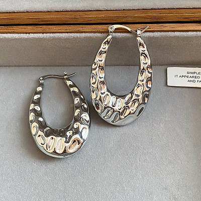 Textured Iron Hoop Earrings for Women WGCB37A-02-1