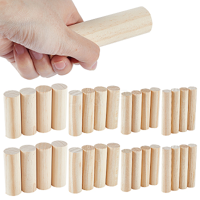 28Pcs 4 Styles Wood Round Stick WOOD-GA0002-12-1