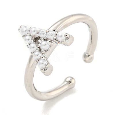 Rack Plating Brass Open Cuff Rings for Women RJEW-F162-01P-A-1