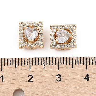 Rack Plating Brass Micro Pave Cubic Zirconia Beads KK-F879-07G-1