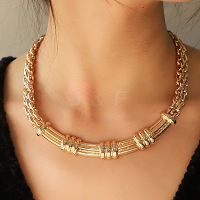 Alloy Chain Necklaces for Women NJEW-Z074-02KCG-1