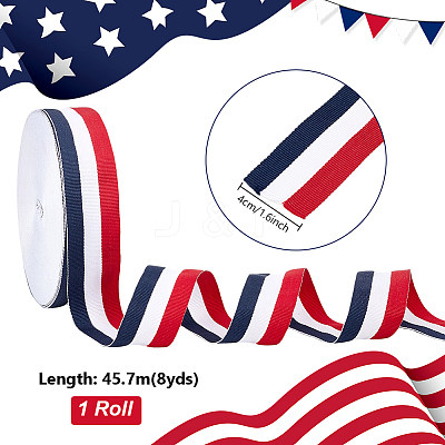 Polyester Grosgrain Ribbon OCOR-WH0111-07A-1