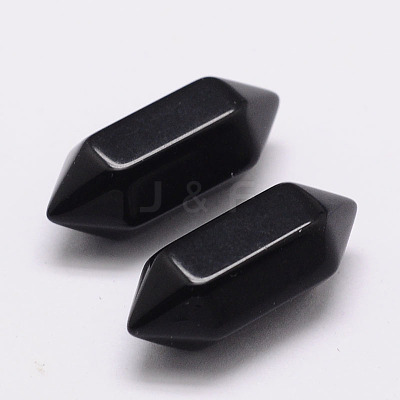 Faceted No Hole Natural Black Obsidian Healing Stones G-K034-20mm-02-1