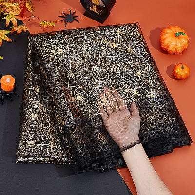 Halloween Theme Polyester Mesh Fabric DIY-WH0661-37A-1