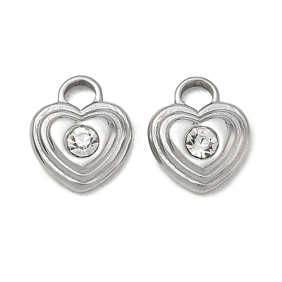 304 Stainless Steel Micro Pave Clear Cubic Zirconia Charms SA-CBA1CA2-08P-1