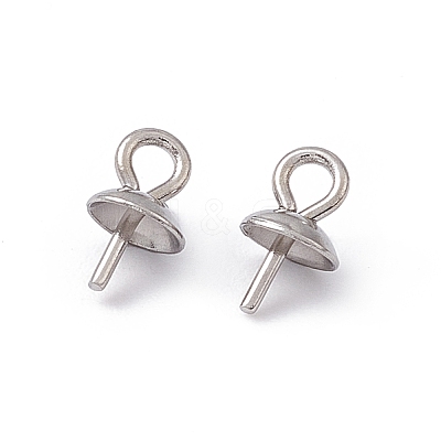 304 Stainless Steel Cup Pearl Peg Bails Pin Pendants STAS-E030-4-1